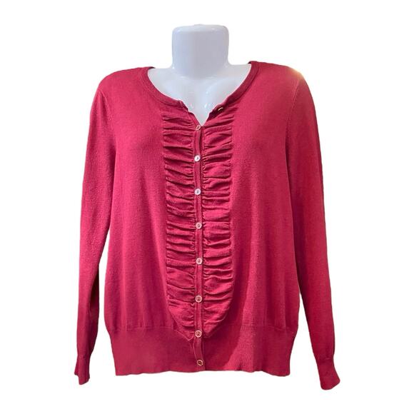 Riders By Lee Women's Maroon Button-Down Long-Sleeved Cardigan Sweater | Size L - Picture 1 of 10